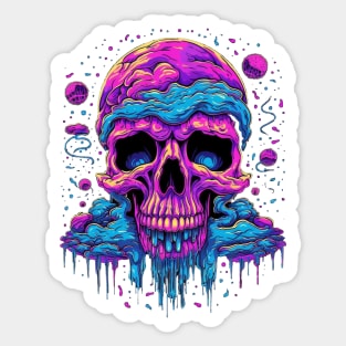 Trippy Vaporwave Skull LSD Psychedelia Sticker
